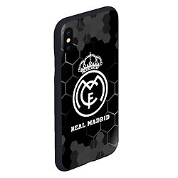 Чехол iPhone XS Max матовый Real Madrid sport на темном фоне, цвет: 3D-черный — фото 2