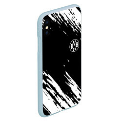 Чехол iPhone XS Max матовый Borussia краски белые на чёрном, цвет: 3D-голубой — фото 2