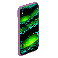 Чехол iPhone XS Max матовый Зеленая змеиная абстрактная текстура, цвет: 3D-фиолетовый — фото 2