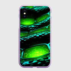 Чехол iPhone XS Max матовый Зеленая змеиная абстрактная текстура