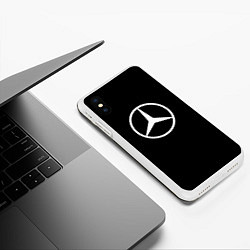 Чехол iPhone XS Max матовый Mercedes benz logo white, цвет: 3D-белый — фото 2