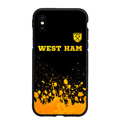 Чехол iPhone XS Max матовый West Ham - gold gradient посередине, цвет: 3D-черный