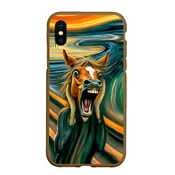 Чехол iPhone XS Max матовый Лошадь кричит на картине Эдварда Мунка, цвет: 3D-коричневый