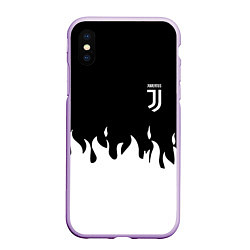 Чехол iPhone XS Max матовый Juventus fire, цвет: 3D-сиреневый