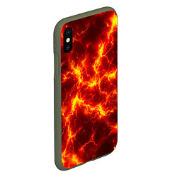 Чехол iPhone XS Max матовый Текстура огня, цвет: 3D-темно-зеленый — фото 2