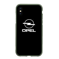 Чехол iPhone XS Max матовый Opel logo white, цвет: 3D-темно-зеленый