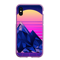 Чехол iPhone XS Max матовый Vaporwave неоновые горы