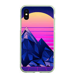 Чехол iPhone XS Max матовый Vaporwave неоновые горы