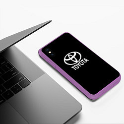 Чехол iPhone XS Max матовый Toyota white logo, цвет: 3D-фиолетовый — фото 2