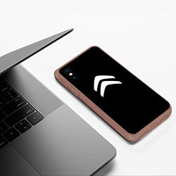 Чехол iPhone XS Max матовый Citroen white logo, цвет: 3D-коричневый — фото 2