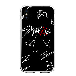 Чехол iPhone XS Max матовый Stray kids автографы лого