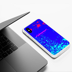 Чехол iPhone XS Max матовый Cyberpunk neon steel, цвет: 3D-белый — фото 2