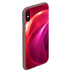 Чехол iPhone XS Max матовый Красно-розовый энергетический хаос волн, цвет: 3D-коричневый — фото 2