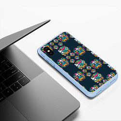 Чехол iPhone XS Max матовый Абстрактная генерация ии с черепом, цвет: 3D-голубой — фото 2