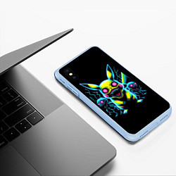 Чехол iPhone XS Max матовый Pikachu and skeletons - neon glow ai art, цвет: 3D-голубой — фото 2