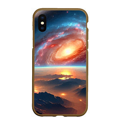 Чехол iPhone XS Max матовый Разноцветная далёкая галактика - неоновое свечение