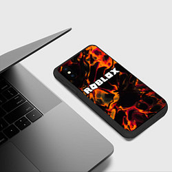 Чехол iPhone XS Max матовый Roblox red lava, цвет: 3D-черный — фото 2