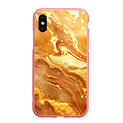 Чехол iPhone XS Max матовый Жидкое золото текстура, цвет: 3D-баблгам