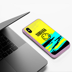 Чехол iPhone XS Max матовый Nirvana краски кислотные, цвет: 3D-сиреневый — фото 2