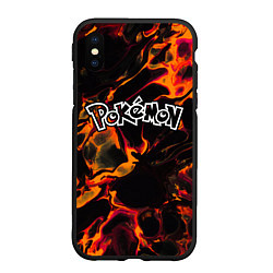 Чехол iPhone XS Max матовый Pokemon red lava, цвет: 3D-черный