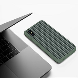 Чехол iPhone XS Max матовый Серо-зелёный полосатый, цвет: 3D-темно-зеленый — фото 2