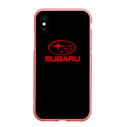 Чехол iPhone XS Max матовый Subaru red logo