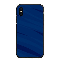 Чехол iPhone XS Max матовый Тёмно-синий полосами, цвет: 3D-черный