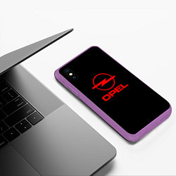 Чехол iPhone XS Max матовый Opel red logo auto, цвет: 3D-фиолетовый — фото 2