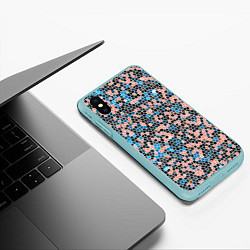 Чехол iPhone XS Max матовый Паттерн мозаика бирюзово-розовый, цвет: 3D-мятный — фото 2