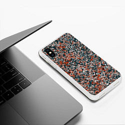 Чехол iPhone XS Max матовый Тёмный сине-оранжевый абстрактная текстура, цвет: 3D-белый — фото 2