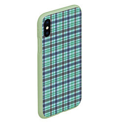 Чехол iPhone XS Max матовый Сине-зеленый паттерн в клетку, цвет: 3D-салатовый — фото 2