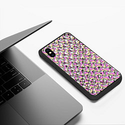 Чехол iPhone XS Max матовый Абстрактный узор серо-розовый, цвет: 3D-черный — фото 2