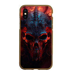 Чехол iPhone XS Max матовый Demon skull with horns, цвет: 3D-коричневый