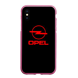 Чехол iPhone XS Max матовый Opel red logo auto, цвет: 3D-малиновый