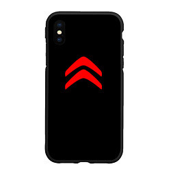 Чехол iPhone XS Max матовый Citroen logo red, цвет: 3D-черный