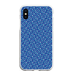 Чехол iPhone XS Max матовый Светлый синий в мелкий рисунок, цвет: 3D-белый