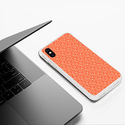 Чехол iPhone XS Max матовый Оранжевый мелкий рисунок, цвет: 3D-белый — фото 2