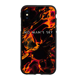 Чехол iPhone XS Max матовый No Mans Sky red lava, цвет: 3D-черный