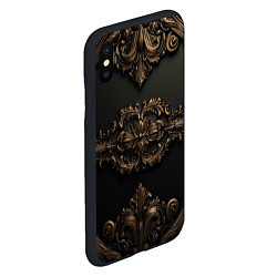 Чехол iPhone XS Max матовый Объемные темные золотые узоры, цвет: 3D-черный — фото 2