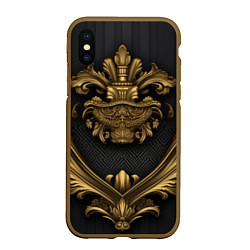 Чехол iPhone XS Max матовый Золотая корона с узорами