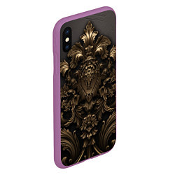 Чехол iPhone XS Max матовый Золотистая корона и узоры, цвет: 3D-фиолетовый — фото 2