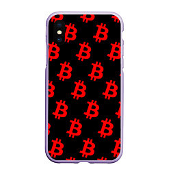 Чехол iPhone XS Max матовый Bitcoin red logo money, цвет: 3D-светло-сиреневый