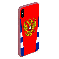 Чехол iPhone XS Max матовый Россия герб спорт, цвет: 3D-малиновый — фото 2
