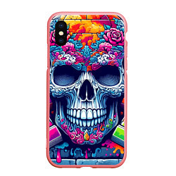 Чехол iPhone XS Max матовый Ai art skull - graffiti