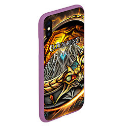 Чехол iPhone XS Max матовый Elden Ring лого и волшебное золотое кольцо, цвет: 3D-фиолетовый — фото 2