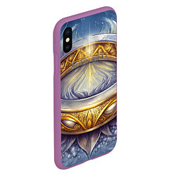 Чехол iPhone XS Max матовый Elden Ring лого и волшебное золотое кольцо, цвет: 3D-фиолетовый — фото 2