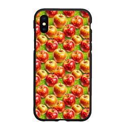 Чехол iPhone XS Max матовый Вкусные яблоки паттерн