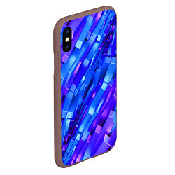 Чехол iPhone XS Max матовый Сине-фиолетовые наклонные блоки, цвет: 3D-коричневый — фото 2