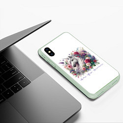 Чехол iPhone XS Max матовый Мечтай цвети вдохновляй, цвет: 3D-салатовый — фото 2