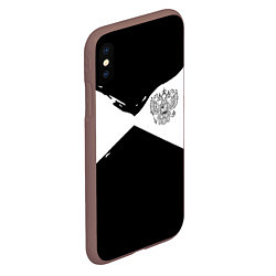 Чехол iPhone XS Max матовый Герб рф абстрактные краски, цвет: 3D-коричневый — фото 2